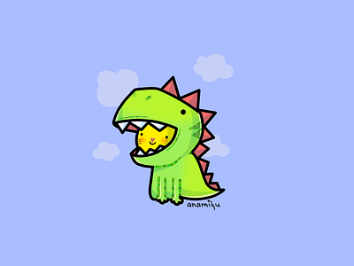 a little dinosawwr 🦖 art character cute design digital graphic design kawaii procreate