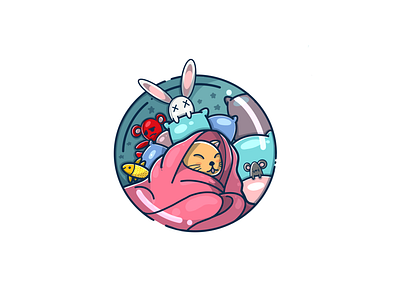 Little kitty sleep ✨ art cat circle doodle kawaii procreate