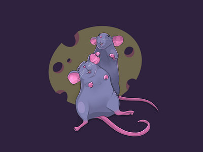 🧀🐀 animal art character cute digital mice mouse procreate