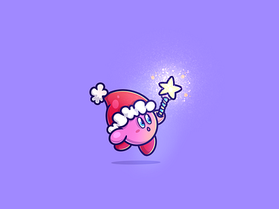 lil Kirby! 👻 art christmas cute digital kawaii kirby newyear procreate