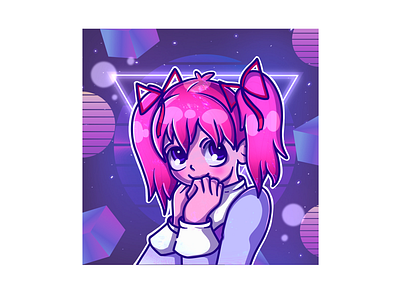 Madoka anime art cute digital kawaii madoka neon pink procreate synth