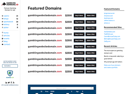 Gamblingdomains Screenshot domain listings website ux