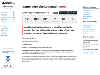 Gamblingdomains Listing Screenshot domaining ux website