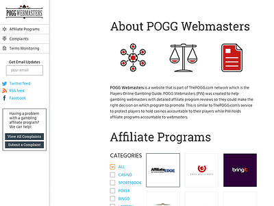 Poggwebmasters Home gambling webmasters listings ux design vertical menu