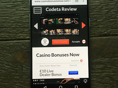 Mobile Casino Review page
