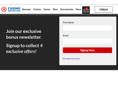 Newsletter Signup for Casino Portal