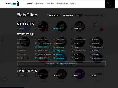 Slotsroom Filters Design dark ux filter ux filters search ux