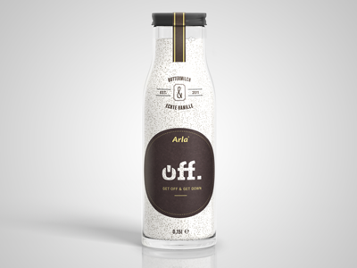 Off 3d art machine beverage bottle brown buttermilk clean drink food glass hrankov julian julian hrankov konstantin datz minimal minimalistic off package packaging render vanilla yellow