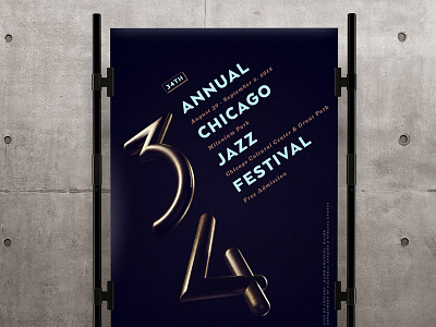 Jazz Festival Poster 3d blue chicago festival gold jazz numeral poster promotion