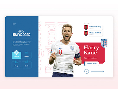 UI CONCEPT#1 - England Euro 2020 england euro2020 football graphic design homepage landing page landing page design soccer sports ui design ux design web design world cup