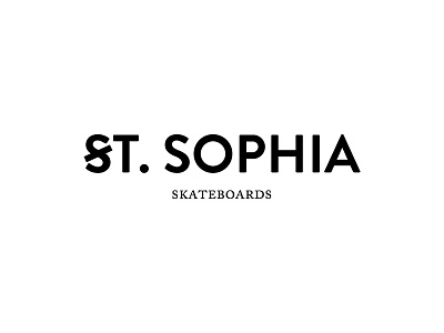 St. Sophia black and white label logo logotype nickel sans serif skate skateboards type typography wood