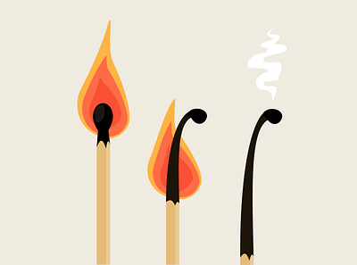 Burnout Presentation - Burning Matches burnout illustration matches vector