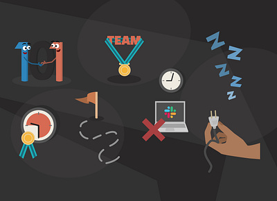 healthy habits set burnout developers figma habits illustration team work teams tech vector