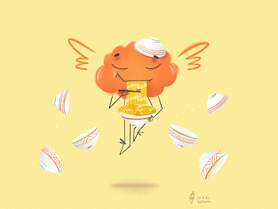 Love ramen advertising branding character cover eat food illustration joy procreate ramen wok