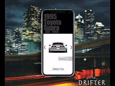 Drifter - Car Selection 2 adobe adobexd aftereffects animation app apple car concept dailyui design drifter game ios iphone mobile sketch ui