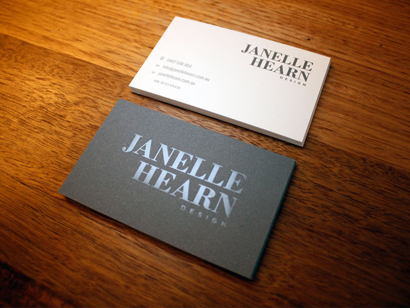Janelle Hearn Cards business cards clear foil branding logo design