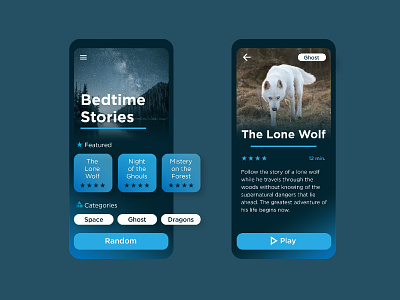 Bedtime Stories App UI app branding design icon minimal ui ux