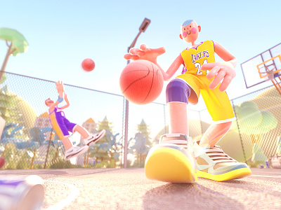 Basketball 3d basketball basketball court blender boys brother c4d character child cinema 4d happy illustration kid octane outdoor people plant sport sportswear sweating