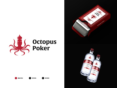 Octopus Poker bar branding design illustration logo minimal poker card poker chip typography ui vodka