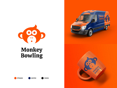 Monkey Bowling branding design icon illustration logo minimal typography ui