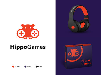 Hippo Games animal logo branding design games games logo icon illustration logo minimal typography ui