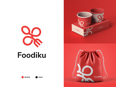 Foodiku app branding design food logo icon illustration logo minimal typography ui