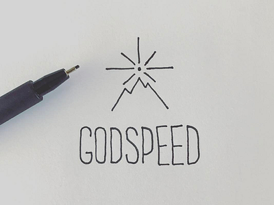 GodSpeed doodle logo mono line mountain pen single line sketch star thin line type