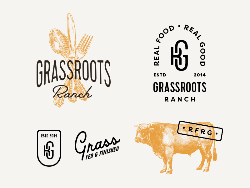 GRR V2 sustainable script ranch monogram label food farm emblem brand beef agriculture