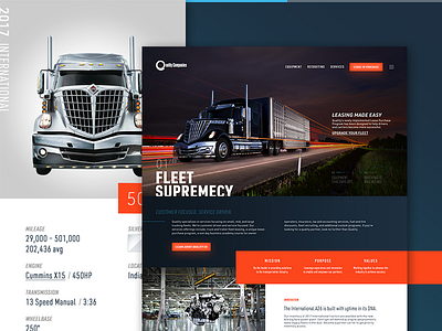 Quality Co automotive clean mobile modern modular responsive semi trucking ui ux website