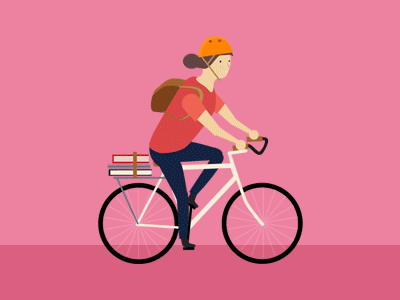 Biker animation bike books flat gif illustration vector
