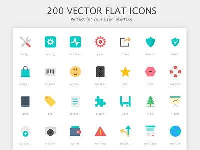 200 Vector Flat Icons