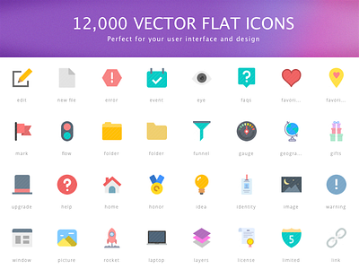 12,000 Vector Flat Icons app app design icon icons illustration ui ui design user interface design vector