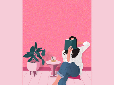Woman reading a book illustration design girl illustration illustration minimal reading vector woman