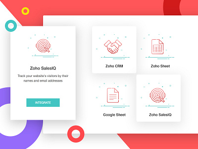 Zoho Survey Integration builder cards crm google illustration lineicon sales sheet stroke vector web zoho