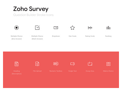 Zoho Survey Builder Icon set builder iconography product simple stroke vector web