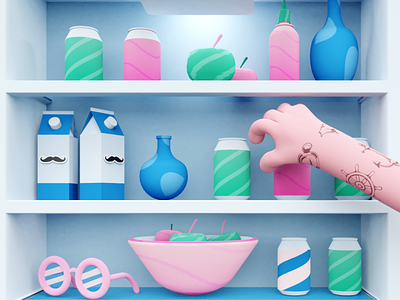 Treat yo' self! 🍺🍏 blender3d blendercycles fridge illustration