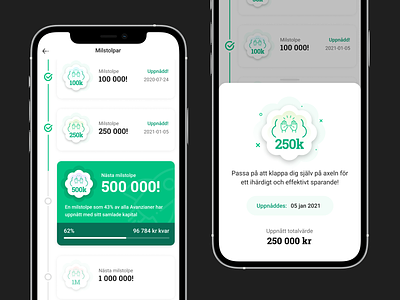 Avanza Milestones! app badges finance ios timeline ui ux