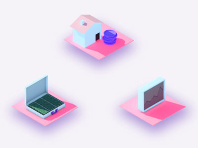 Finance App - Isometric Illustrations c4d finance illustration isometric