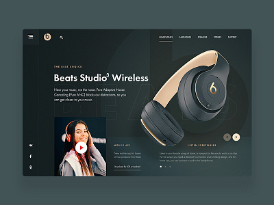 Beats Studio3 Wireless beats beats by dre design desktop headphones ui ui ux ui deisgn ui design uidesign uidesigner uiux ux uxdesign web