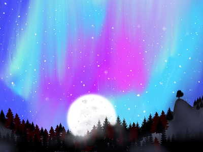 Aurora and moon by Kasturi Iyer on Dribbble