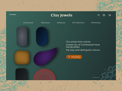 Pottery Ecommerce Website Landing Page app brand design branding clay dribbble ecommerce ecommerce design illustration pottery website concept website design