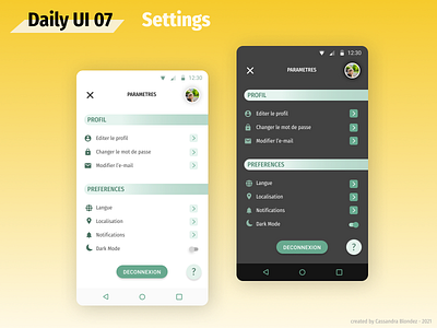 DailyUI 007 Settings app application branding challenge dailyui dailyui007 dailyuichallenge design figma ui ux vector