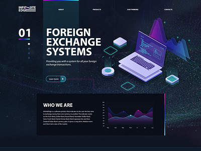 Infinite Edge Web layout animation blue branding darkblue design flat fractal minimal particle pink space ui ux web website