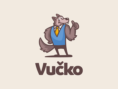 Mascot logo Vučko animal logo branding character design flat illustration illustrator logo logo mascot logotype mascot logo design wolf logo