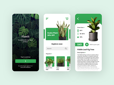 Plantit App design green mobile mobiledesign plant plants ui uidesign uiux ux uxdesign