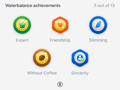 Waterbalance achievements illustrations app design design health illustration ios lifestyle mobile app ui ux vector water