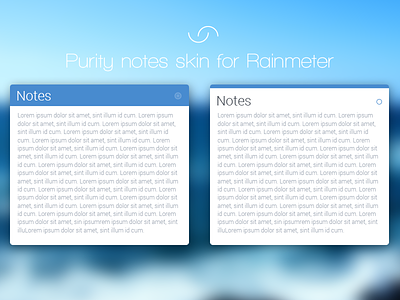 Purity notes skin for Rainmeter blue blur clean desktop flat free note notes rainmeter skin ui windows