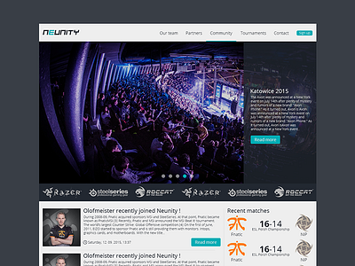 Neunity WebDesign dark flat gaming landing page layout navigation ui web web design webdesign
