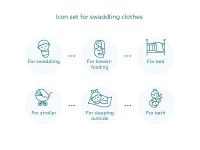 Icon set for swaddling clothes baby color design graphic design icon icon design icons iconset illustration illustrator mom swaddling swaddling clothes ui vector