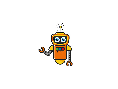 ROBOT brand brand design brand identity branding branding design childrens logo graphic design kids logo logo logo design logofactory orange logo robot robot logo robotics robots vector
